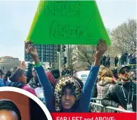  ??  ?? FAR LEFT and ABOVE: About 800 000 people marched against gun violence in Washington, DC. LEFT: Actress Lupita Nyong’o later congratula­ted Naomi on her speech.