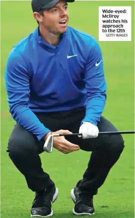  ?? GETTY IMAGES ?? Wide-eyed: McIlroy watches his approach to the 12th