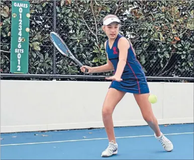  ??  ?? Top shot: Promising tennis talent Sophie Michl, 12, lines up a forehand.