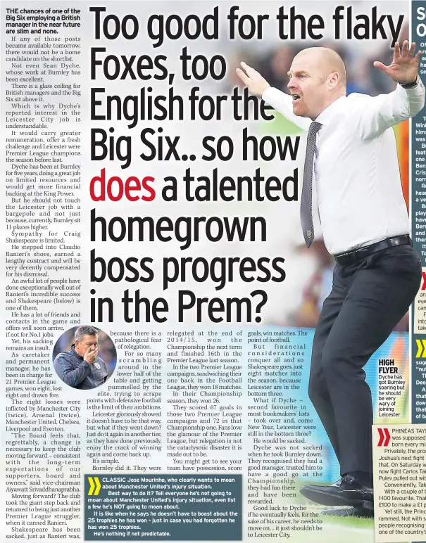  ??  ?? CLASSIC Jose Mourinho, who clearly wants to moan about Manchester United’s injury situation.
Best way to do it? Tell everyone he’s not going to moan about Manchester United’s injury situation, even list a few he’s NOT going to moan about.
It is like...