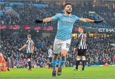  ?? AFP ?? Argentine striker Sergio Aguero, Manchester City’s alltime leading scorer, netted his 11th hattrick for the club.