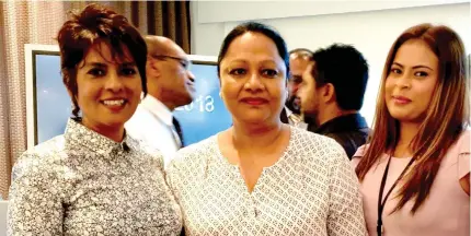  ?? Manager ?? From left: Fiji Broadcasti­ng Corporatio­n Radio Programme and radio personalit­y Shammi Lochan, Minister for Industry, Trade, Tourism, Local Government, Housing and Community Developmen­t Premila Kumar and FBC marketing consultant Berlinda Willams at Suva’s Holiday Inn on December 19,2018.