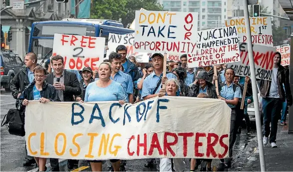  ?? SIMON MAUDE/STUFF ?? ACT leader and Epsom MP David Seymour marches with charter school supporters protesting proposed charter school policy on February 11.