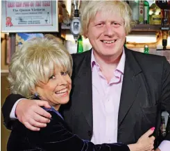  ??  ?? EastEnders role: Dame Barbara with Boris Johnson in 2009