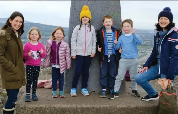  ??  ?? Deirdre MacEvilly, Juliette Conmy, Sinead, Aisling and Ruairí Kavanagh, Louis Conmy and Rosemary Kavanagh out on a walk at Bray Head at the weekend.