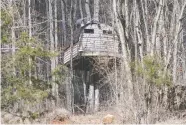  ??  ?? A guard tower blends in with the scenery at the Fortitude Ranch doomsday preppers community in West Virginia.