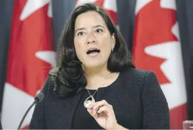  ?? ADRIAN WYLD / THE CANADIAN PRESS ?? Justice Minister and Attorney General Jody Wilson-Raybould says a proposed new law to crack down on impaired driving would not violate constituti­onal rights.