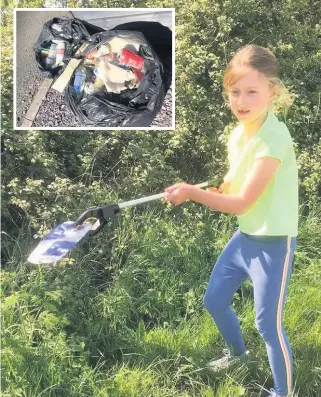  ??  ?? Emily Atakli from Stoke Golding did a litter pick of grass verges near her home.