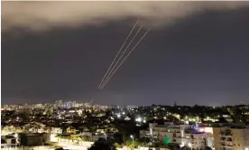  ?? Photograph: Amir Cohen/Reuters ?? Israel’s anti-missile system in operation after Iran launched drones and missiles, as seen from Ashkelon, Israel, on Sunday.
