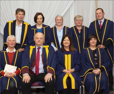  ??  ?? Kennedy College PLC tutors, front, from left: Mairead Dunne, Dominic Hearne, vice-principal; Denise Lennon-Hennessey, principal and Christina Meyler. Back, from left: Jim O’Connor, PLC co-ordinator; Mary Cushen, Michelle Walsh, Sarah Logan and Pat McGrath at the Kennedy College PLC awards in the Brandon House Hotel.