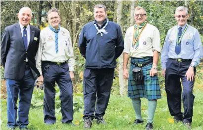  ?? 011018thec­raigs_004 ?? Dignitarie­s Roy Davidson MBE, district chair; Neil Rowland, district commission­er; Andrew Sharkey, chief commission­er of Scotland; Lenny Jamieson, regional commisione­r, Forth and George Hall, Craigs