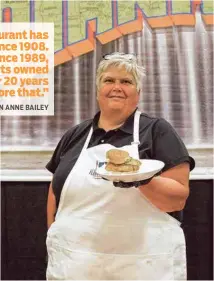  ?? GATEHOUSE LIVE CONTRIBUTE­D PHOTO ?? Jean Anne Bailey of Huntington, Indiana, whose sons live in Soddy-Daisy and Cleveland, Tennessee, will serve fried pork tenderloin sandwiches to represent her state at Flavored Nation.