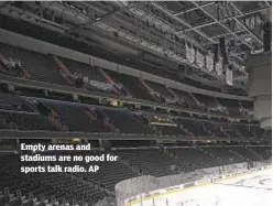  ??  ?? Empty arenas and stadiums are no good for sports talk radio. AP