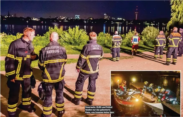  ??  ?? Feuerwehr, DLRG und Polizei fanden nur das gekenterte Kanu, von Insassen keine Spur.