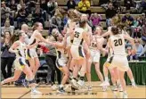  ?? ?? Photos by Jenn March / Special to the Times Union
Averill Park celebrates its eighth consecutiv­e Class A sectional title, this one over Burnt Hills on Saturday at HVCC in Troy.