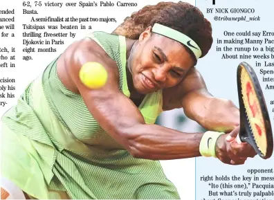  ?? CHRISTOPHE ARCHAMBAUL­T/AGENCE FRANCE-PRESSE ?? SERENA Williams bombs out of the French Open.