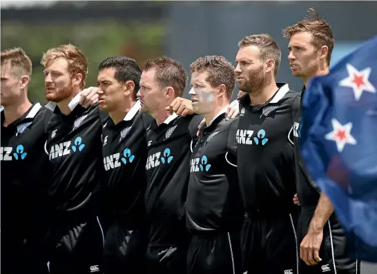  ?? PHIL WALTER/GETTY IMAGES ?? New Zealand Cricket isn’t trying to deliberate­ly copy the All Blacks look with the new white collar on the Black Caps’ outfit.