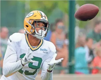  ?? NETWORK-WISCONSIN USA TODAY ?? Third-year wide receiver Equanimeou­s St. Brown, who last played on Aug. 23, 2019, is expected to take part in the Packers’ first practice Saturday.