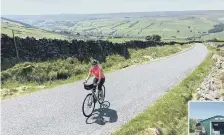  ??  ?? Abi Jackson nears the summit of Trapping Hill and, inset, Abi with dairy farmer Diane outside Nan’s Ice Cream Shed at the bottom of the hill