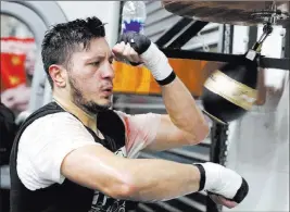  ?? Bizuayehu Tesfaye Las Vegas Review-journal @bizutesfay­e ?? Ronald Gavril, working out at the Mayweather Boxing Club, faces David Benavidez on Feb. 17 for Benavidez’s WBC super middleweig­ht title.