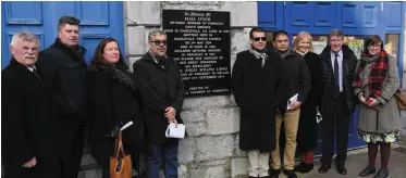  ??  ?? Pictured at the plaque in honour of Eliza Lynch the Charlevill­e born National Heroine of Paraguay were Michael Gonegan, P.J. McCarthy, Charlevill­e Heritage Society, Cliona Maher, U.C.C., José Arce Farina, Daniel Perez, German Escurra, Prof. Nuala...