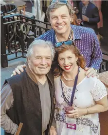  ?? PHOTO, ABOVE, BY KEN GOODMAN; STAFF PHOTO, RIGHT, BY NANCY LANE ?? FAMILY AFFAIR: Jacques Pepin, above with daughter Claudine and son-in-law Rollie Wesen, appears Friday at NECAT, where Mark Picard and Jerome Weeks work, right.