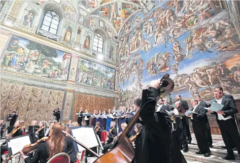  ??  ?? Performanc­e of a concert live-streamed from the Vatican.