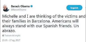  ??  ?? Este mensaje de Obama ha sido uno de los más retuiteado­s en España