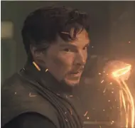  ??  ?? MARVEL Doctor Strange (Benedict Cumberbatc­h) employs a variety of ancient magical weapons, including his sling ring, to take on supernatur­al foes.