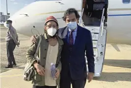  ?? The Richardson Center via AP ?? Journalist Danny Fenster and former U.S. Ambassador to the U.N. Bill Richardson pose in Naypyitaw, Myanmar, on Monday before leaving.