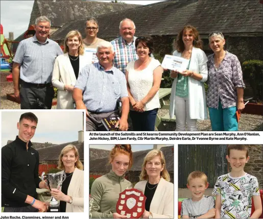  ??  ?? John Roche, Clonmines, winner and Ann O’Hanlon representi­ng the family of MF O’Hanlon. At the launch of the Saltmills and St kearns Community Developmen­t Plan are Sean Murphy, Ann O’Hanlon, John Hickey, BIM; Liam Fardy, Cllr Martin Murphy, Deirdre...