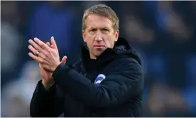  ??  ?? Brighton’s head coach, Graham Potter, is among those to have taken a voluntary pay cut for April, May and June. Photograph: Dylan Martinez/Reuters