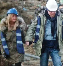  ??  ?? Search: Mr McKeague’s father Martin and his stepmother Trisha at the landfill site yesterday