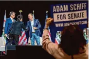  ?? Lezlie Sterling/Associated Press ?? Rep. Adam Schiff, a Senate hopeful, takes part in the state Democrats’ convention in Sacramento.