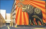  ?? Genaro Molina Los Angeles Times ?? SHEPARD FAIREY’S “Peace Elephant” graces a parking structure at the West Hollywood Library.