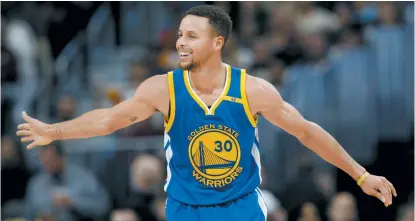  ??  ?? El basquetbol­ista Stephen Curry celebra una jugada