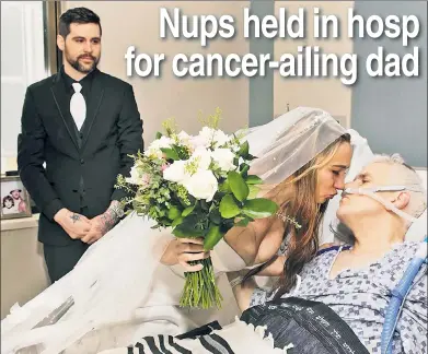  ?? ?? DOWN SLOAN KETTERING AISLE: Millions have now seen Long Island newlywed Elisabeth Linde’s heartbreak­ing effort to share her big day with dad Stuart. He died two days later.