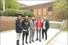  ?? MEDIANEWS GROUP PHOTO ?? From left to right, investors in the ABA Yeadon Kings include Marcel Chase, Anthony Hinton, Carl Graham, Darrin Akers and Bryant Tucker, who gathered outside the Bell Ave. School gym, where the team will train for games at Penn Wood High.