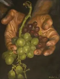  ??  ?? Michelle Teitsma, Grapes, oil on canvas.