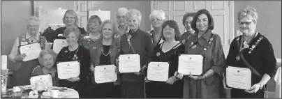  ?? Submitted photo ?? AMBASSADOR­S: The Arkansas Society United States Daughters of 1812 recognized it 22 JROTC/ROTC Ambassador­s during its 105th State Council, including back, from left, Frankie Ochsner, Arvetta Swift, Barbara Hart-Yakopec, Judy Coleman, Sheila Beatty-Krout and Jo Ann Cooper, and front, from left, Jean Pollard, Mary Ellen Laursen, Pat McLemore, MarJo Dill, Jerrie Townsend, Sandra Poore and Sharon Wyatt. Not pictured are Betty Harp, Gale Markley, Kimberly Jones, Lisa Winkleman, Mary Anne Riehart, Mary Lee Schultz, Sarah Dacus and Teresa Clark.