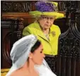  ?? Foto: Brady, afp ?? Wer schaut denn da so kritisch? Königin Elizabeth und die Braut.