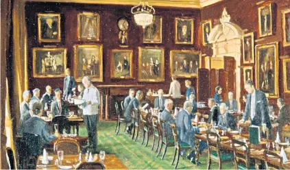  ?? ?? ‘Members of the Garrick Club Dining in the Restaurant Room’, by Julian Barrow