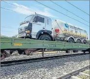  ?? FILE ?? Oxygen tankers loaded on a train wagon.