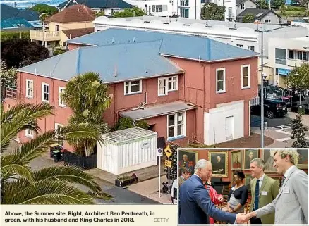  ?? GETTY ?? Above, the Sumner site. Right, Architect Ben Pentreath, in green, with his husband and King Charles in 2018.