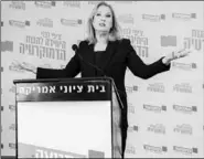  ??  ?? Tzipi Livni spreekt tijdens een campagne.(Foto: The Times of Israel)