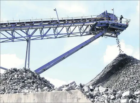  ?? PHOTO: REUTERS ?? A conveyor belt carries ore extracted at Mimosa Platinum mine in Zimbabwe. More local spend by foreign mines is sought by the government.