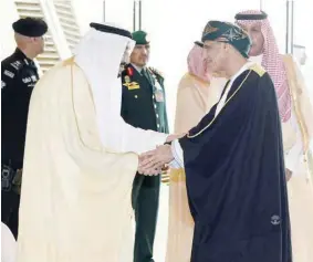  ??  ?? King Salman bin Abdulaziz al Saud of Saudi Arabia on Sunday received HH Sayyid Fahd bin Mahmood al Said, Deputy Prime Minister for the Council of Ministers, at King Abdulaziz Center for World Culture in Dhahran, Saudi Arabia, the venue of the Arab...