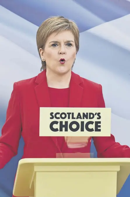  ??  ?? 2 First Minister Nicola Sturgeon launches her party’s election manifesto from a conservato­ry at her home in Glasgow