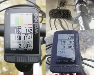  ?? ?? Vous disposez de 2 fixations pour installer votre compteur sur le vélo : sur ou devant la potence. Une fois positionné vous naviguez facilement sur les pages de données que vous avez configurée­s. En un clin d’oeil, vous avez accès à tout, même aux zones FC et aux courbes de niveau.