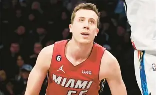  ?? ?? Duncan Robinson’s injured finger has been fixed, now it’s about the Heat guard fixing his shooting percentage.